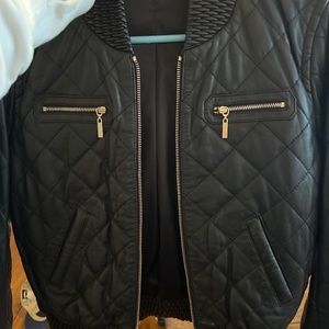 Guess by Marciano Black Quilted Bomber Jacket